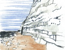 Chalk cliff at Minnis Bay. Coloured Pencil