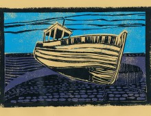 Fishing Boat. Lino Print