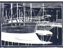 Harbour Reflections 2. Lino Print