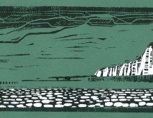 Joss Bay Green. Lino Print