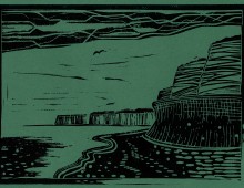 Joss Bay Green. Lino Print