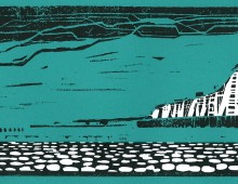 Joss Bay Jade. Lino Print & Collage