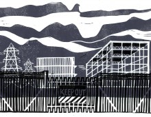 Keep Out Grey. Lino Print