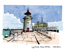 Lighthouse. Coloured Print