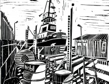 Slipway. Lino Print