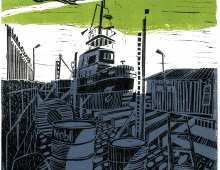 Slipway. Lino Print